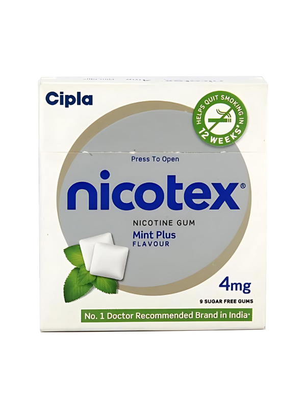 IVM_179_01 Nicotex Nicotine Sugar Free 4mg Chewing Gums Mint Plus - Quit Smoking Aid