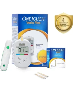 OneTouch Verio Flex Glucometer (Box of 10 Test strips Free)