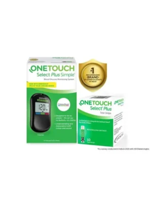 OneTouch Select Plus Simple Glucometer with 10 Free Strips Black