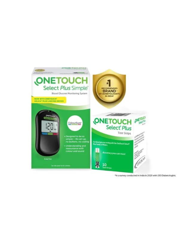 IVM_495_01 OneTouch Select Plus Simple Glucometer with 10 Free Strips Black