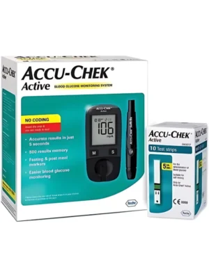 Accu-Chek Active Blood Glucometer Kit (Box of 10 Test strips Free)