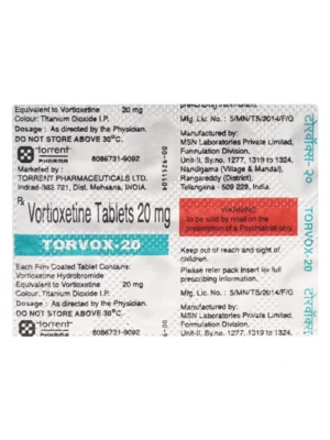 Torvox 20 Tablet - Vortioxetine | Serotonin Modulator for Depression