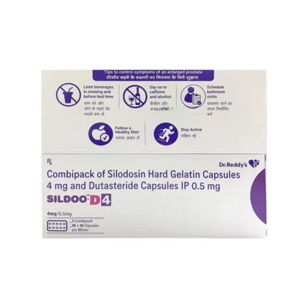 Sildoo D4 4 mg/0.5 mg Capsule (Silodosin /Dutasteride)