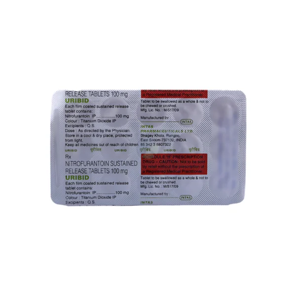 Uribid 100 mg Tablet (Nitrofurantoin 100 mg)