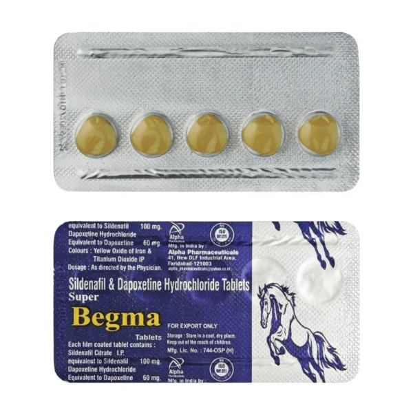 Super Begma 160mg (Sildenafil 100mg + Dapoxetine 60mg) – Dual Action ED & PE Treatment for Enhanced Sexual Performance